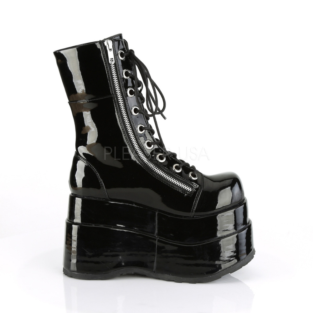Gothic Patent Platform Lace Up Mid Calf Boots - Picture 5 of 5